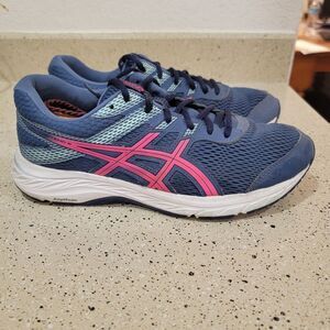 Asics Womens Gel Contend 6 1012A570 Blue Running Shoes Sneakers Size 9.5